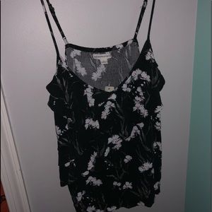 Black and white floral spaghetti strap tank top